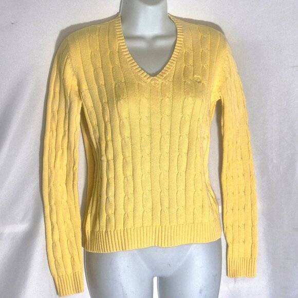 CHAPS stylish Yellow knit sweater in size Small - Picture 4 of 16